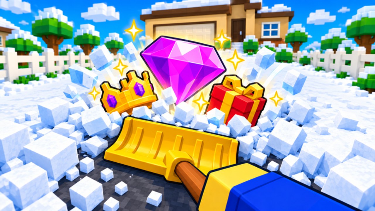Official Shovel It Roblox winter map overview with snow biomes